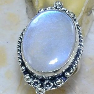 ***$15 Sale***  New Rainbow Dichroic Glass Silver Ring.